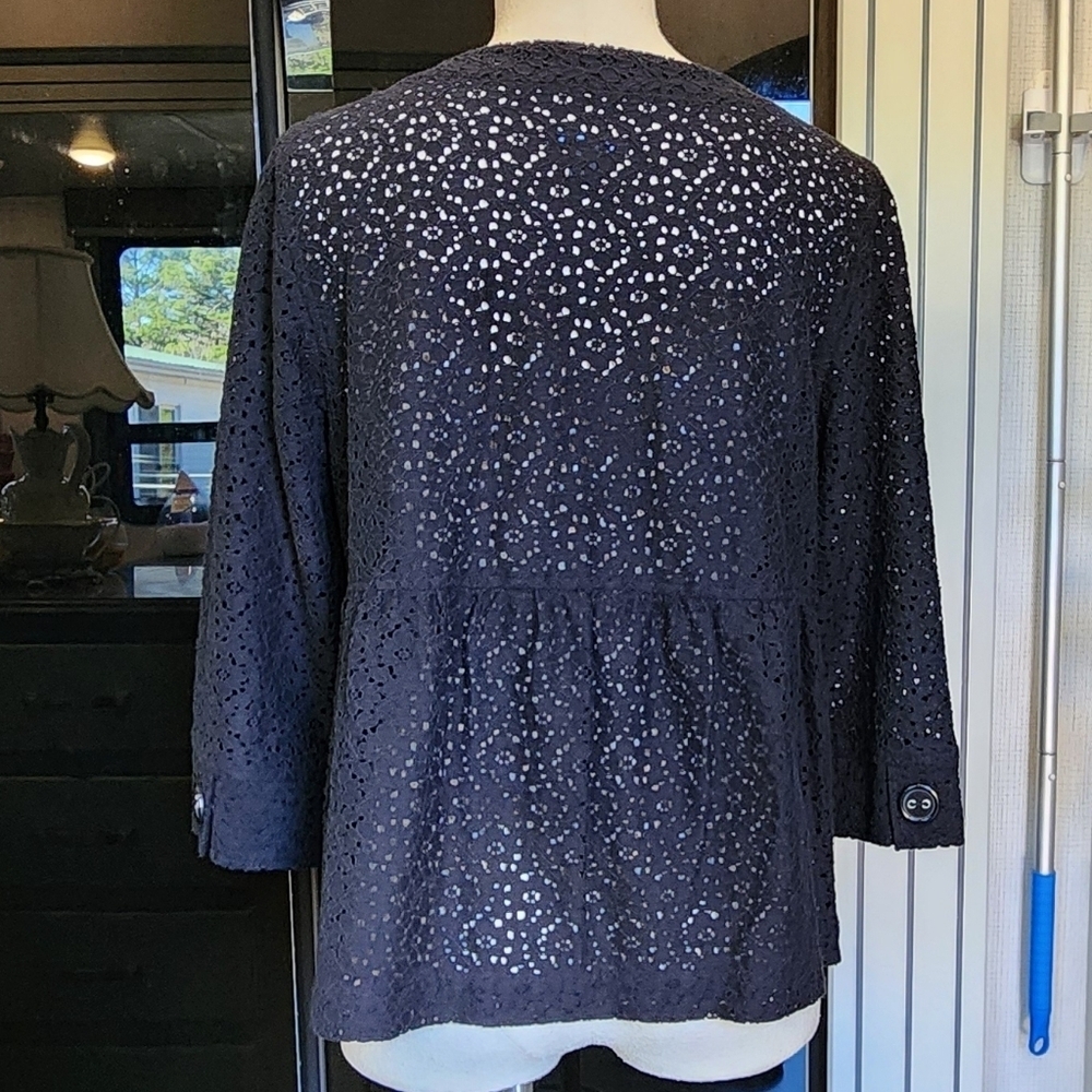 WESTBOUND BLACK Eyelet Button-Up CARDIGAN - Picture 3 of 9